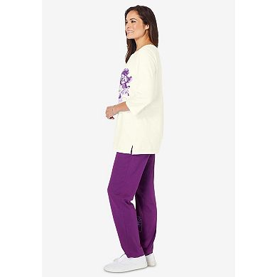 Woman Within Plus Size Floral Tee And Pant Set