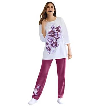 Woman Within Plus Size Floral Tee And Pant Set
