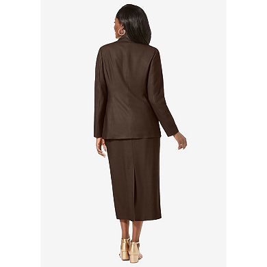Jessica London Women's Plus Size 2-Piece Stretch Crepe Single-Breasted Skirt Suit