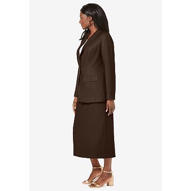 Jessica London Women's Plus Size 2-Piece Stretch Crepe Single-Breasted Skirt Suit
