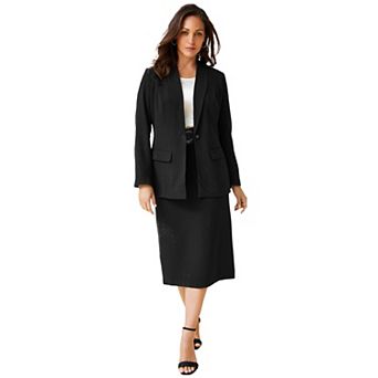 Jessica London Women's Plus Size 2 pc Stretch Crepe Single-Breasted Skirt Suit
