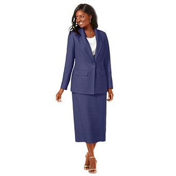 Jessica London Women's Plus Size 2 pc Stretch Crepe Single-Breasted Skirt Suit