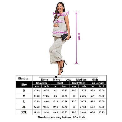 Womens Maternity 2 Piece Outfits V Neck Lightweight Vest Half Slit Dress Knit Top Sets