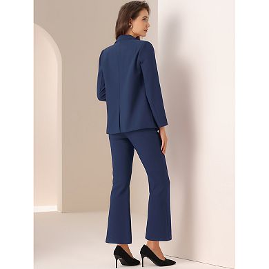 Business Work Suit Set for Women's 2 Piece Notched Lapel Blazer and Long Pants