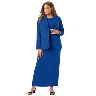 Jessica London Women's Plus Size 2 pc Stretch Crepe Single-Breasted Maxi Jacket Dress