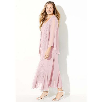 Catherines Women's Plus Size Petite Masquerade Beaded Dress Set