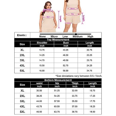 Plus Size Sleeveless Two Sets Outfits For Women Round Neck Knit Casual Crop Tops With Shorts