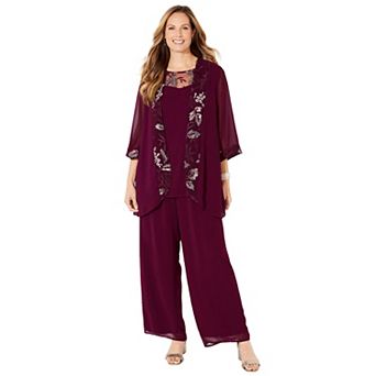 Catherines Women's Plus Size Lavish Lace 3 pc Pant Set