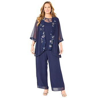 Catherines Women's Plus Size Lavish Lace 3 pc Pant Set