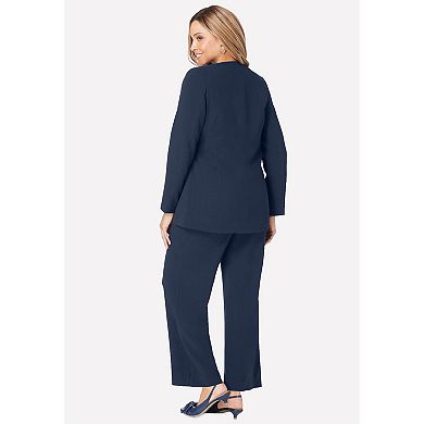 Jessica London Women's Plus Size 2-Piece Faux Wrap Pantsuit