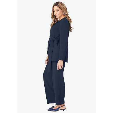 Jessica London Women's Plus Size 2-Piece Faux Wrap Pantsuit