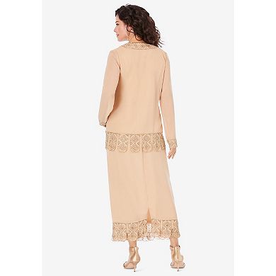 Roaman's Women's Plus Size Beaded Skirt Set