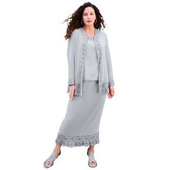 Roaman's Women's Plus Size Beaded Skirt Set