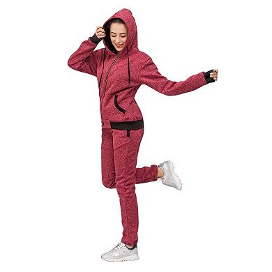 Women’s Flora zip up Soft fleece Hoodie Sweatshirt with Sweatpants