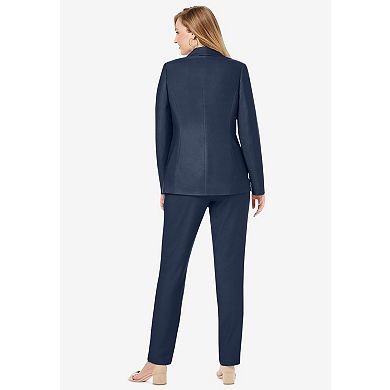 Jessica London Women's Plus Size Petite 2-Piece Stretch Crepe Single-Breasted Pantsuit