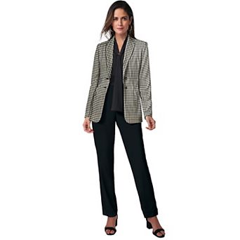 Jessica London Women's Plus Size Petite Stretch Crepe Single-Breasted Pantsuit