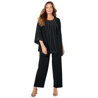 Catherines Women's Plus Size Luminary 3 pc Pant Set