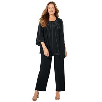 Catherines Women's Plus Size Petite Luminary 3 pc Pant Set