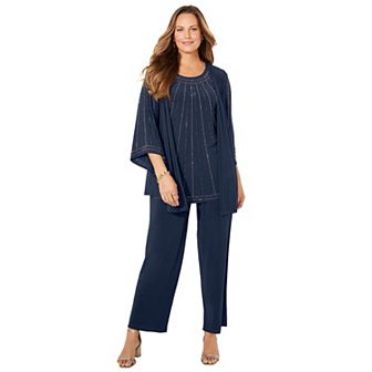 Catherines Women's Plus Size Petite Luminary 3 pc Pant Set