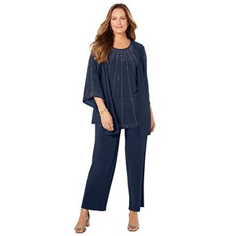 Catherines Women's Plus Size Petite Luminary 3 pc Pant Set