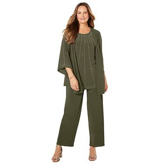 Catherines Women's Plus Size Petite Luminary 3 pc Pant Set