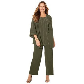 Catherines Women's Plus Size Petite Luminary 3 pc Pant Set