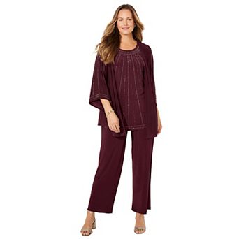 Catherines Women's Plus Size Petite Luminary 3 pc Pant Set