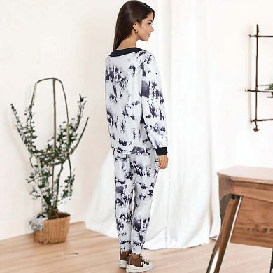 Women's 2 Piece Leopard Print Top & Pants Set