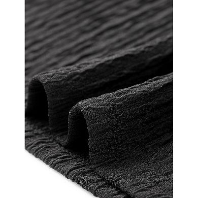 Puffy Short Sleeve Top for Women's Round Neck Casual Work Summer T Shirt Blouse