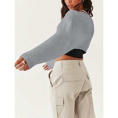 Cardigan Shrugs for Women Bolero Long Batwing Sleeve Sweaters Open Front Casual Knitted Sweaters