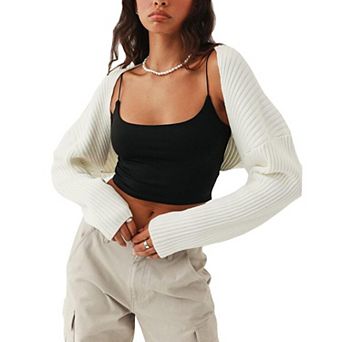 Cardigan Shrugs for Women Bolero Long Batwing Sleeve Sweaters Open Front Casual Knitted Sweaters