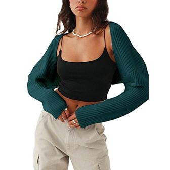 Cardigan Shrugs for Women Bolero Long Batwing Sleeve Sweaters Open Front Casual Knitted Sweaters