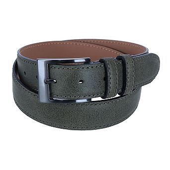 CTM Men's Textured Italian Leather Belt with Sqaure Buckle