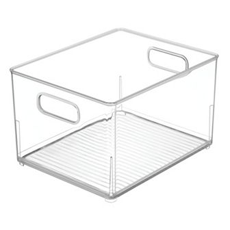 iDesign Small Plastic Bathroom Storage Bin with Handles - Clear