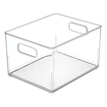 iDesign Small Plastic Bathroom Storage Bin with Handles - Clear