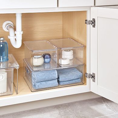 iDesign Small Plastic Bathroom Storage Bin with Handles - Clear