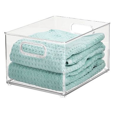 iDesign Small Plastic Bathroom Storage Bin with Handles - Clear