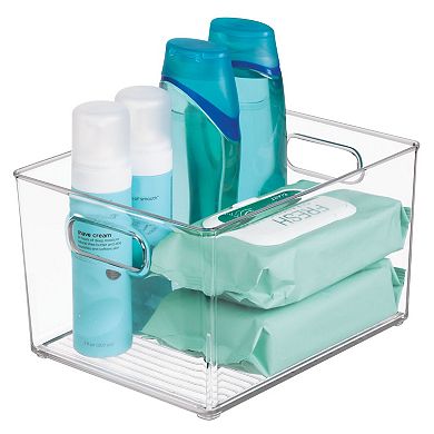 iDesign Small Plastic Bathroom Storage Bin with Handles - Clear