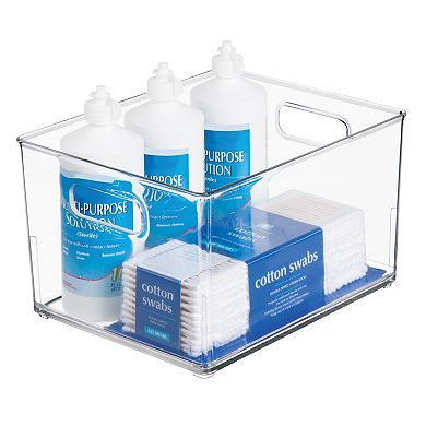 iDesign Small Plastic Bathroom Storage Bin with Handles - Clear