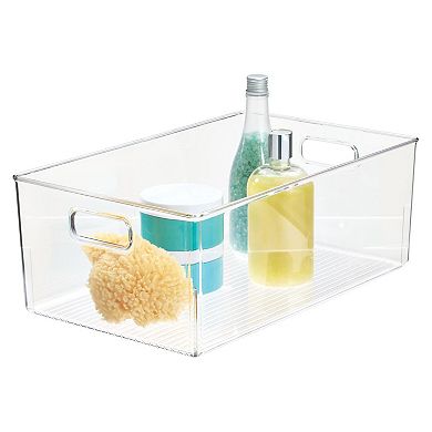 iDesign Large Plastic Bathroom Storage Bin with Handles - Clear