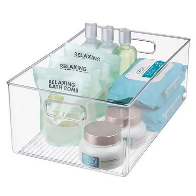 iDesign Large Plastic Bathroom Storage Bin with Handles - Clear