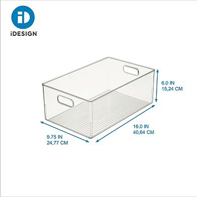 iDesign Large Plastic Bathroom Storage Bin with Handles - Clear