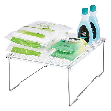 iDesign Plastic Stackable Cabinet Shelf Riser for Bathroom Storage– Clear