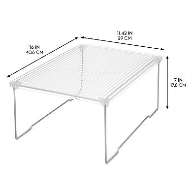 iDesign Plastic Stackable Cabinet Shelf Riser for Bathroom Storage– Clear