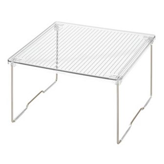 iDesign Plastic Stackable Cabinet Shelf Riser for Bathroom Storage– Clear/Satin