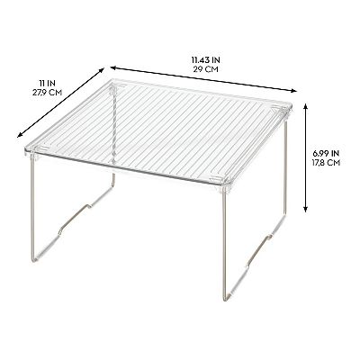 iDesign Plastic Stackable Cabinet Shelf Riser for Bathroom Storage– Clear/Satin