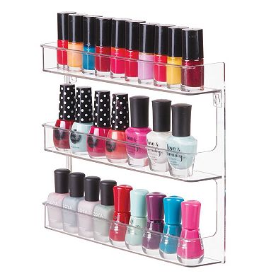 iDesign Wall Mount Nail Polish Organizer & Cosmetics Organizer, Set of 2, The Clarity Collection – 8.78" x 2.02" x 11.07", Clear Bin