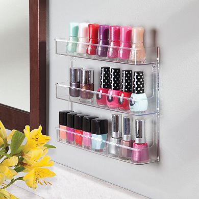 iDesign Wall Mount Nail Polish Organizer & Cosmetics Organizer, Set of 2, The Clarity Collection – 8.78" x 2.02" x 11.07", Clear Bin