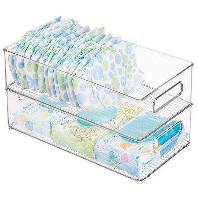 iDesign Stackable Bathroom Storage Bin with Handles – Linus Collection - Clear
