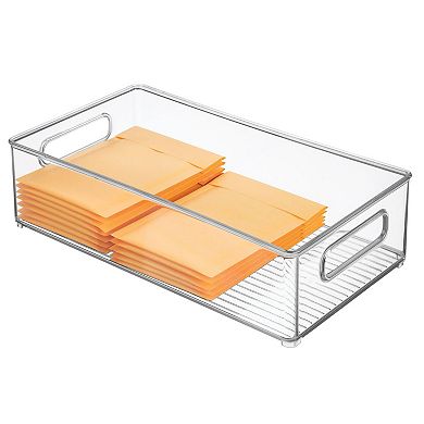iDesign Stackable Bathroom Storage Bin with Handles – Linus Collection - Clear